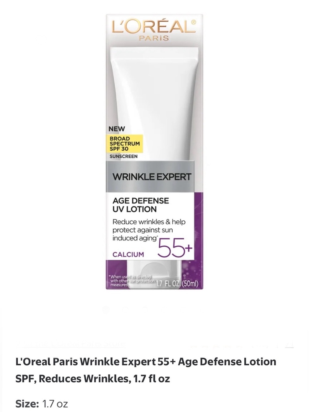 L'Oreal Wrinkle Expert Age Defense UV Lotion SPF 30 - White & Purple